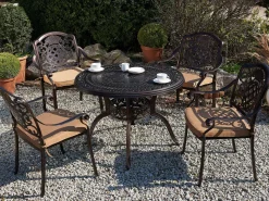 Beliani 4-Istuttava Ulkoruokailuryhma Aurinkovarjolla Alumiini Tummanruskea Salento Flash Sale