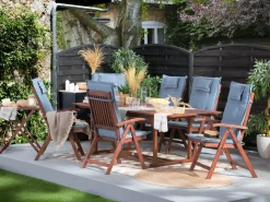 Beliani 6-Istuttava Ulkoruokailuryhma Akasiapuu Sininen Toscana Cheap