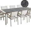 Beliani 8-Istuttava Ulkoruokailuryhma Poltettu Graniittitaso Tekstiilituolit Musta/Valkoinen Grosseto Clearance