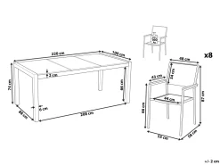 Beliani 8-Istuttava Ulkoruokailuryhma Poltettu Graniittitaso Tekstiilituolit Musta/Valkoinen Grosseto Clearance