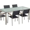 Beliani 6-Istuttava Ulkoruokailuryhma Lasitaso Tekstiilituolit Kirkas/Musta Grosseto Best