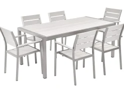 Beliani 6-Istuttava Ulkoruokailuryhma Alumiini Valkoinen Vernio Cheap