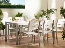 Beliani 6-Istuttava Ulkoruokailuryhma Alumiini Valkoinen Vernio Cheap