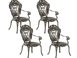 Beliani 4-Istuttava Ulkoruokailuryhma Aurinkovarjolla Alumiini Ruskea Sapri Sale