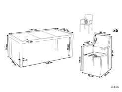 Beliani 6-Istuttava Ulkoruokailuryhma 3-Osainen Lasitaso Tekstiilituolit Harmaa Grosseto Store