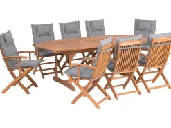 Beliani 8-Istuttava Ulkoruokailuryhma Akasiapuu Harmaa Maui Outlet