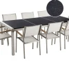 Beliani 8-Istuttava Ulkoruokailuryhma 3-Osainen Graniittitaso Tekstiilituolit Musta/Valkoinen Grosseto Store