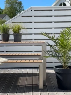 Beliani 6-Istuttava Ulkoruokailuryhma Alumiini Vaalea Puu Nardo Hot