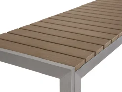 Beliani 6-Istuttava Ulkoruokailuryhma Alumiini Vaalea Puu Nardo Hot