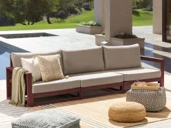 Beliani 3-Istuttava Ulkosohva Akaasia Mahonginruskea Timor Ii Cheap