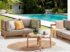 Beliani 2-Istuttava Ulkosohva Akasiapuu Ruskeanharmaa Trani Discount