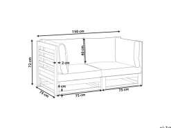 Beliani 2-Istuttava Ulkosohva Akasiapuu Ruskeanharmaa Trani Discount