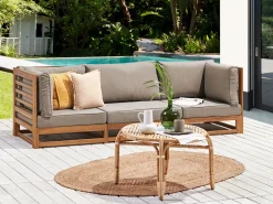 Beliani 3-Istuttava Ulkosohva Akasiapuu Ruskeanharmaa Trani Shop