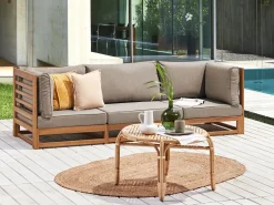 Beliani 3-Istuttava Ulkosohva Akasiapuu Ruskeanharmaa Trani Shop