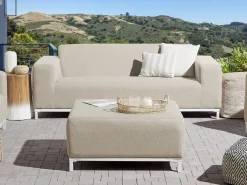 Beliani 3-Istuttava Ulkosohva Kangas Beige/Valkoinen Rovigo Clearance