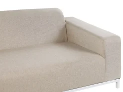 Beliani 3-Istuttava Ulkosohva Kangas Beige/Valkoinen Rovigo Clearance