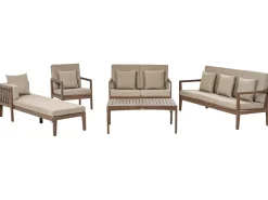 Beliani 7-Istuttava Ulkosohvaryhma Sertifioitu Akaasia Tumma Puu Pataja Store