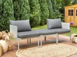 Beliani 2-Istuttava Ulkosohvaryhma Alumiini Vaaleanharmaa Terracina Store