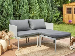 Beliani 2-Istuttava Ulkosohvaryhma Alumiini Vaaleanharmaa Terracina Store