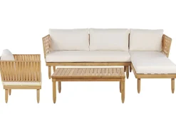 Beliani 4-Istuttava Ulkosohvaryhma Akasiapuu Vasenk. Valkoinen Cremona Online