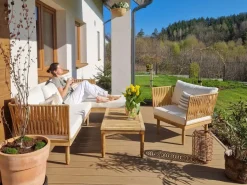 Beliani 4-Istuttava Ulkosohvaryhma Akasiapuu Vasenk. Valkoinen Cremona Online