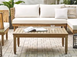 Beliani 4-Istuttava Ulkosohvaryhma Akasiapuu Vasenk. Valkoinen Cremona Online