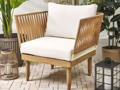 Beliani 4-Istuttava Ulkosohvaryhma Akasiapuu Vasenk. Valkoinen Cremona Online