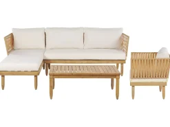 Beliani 4-Istuttava Ulkosohvaryhma Akasiapuu Vasenk. Valkoinen Cremona Online