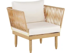 Beliani 4-Istuttava Ulkosohvaryhma Akasiapuu Vasenk. Valkoinen Cremona Online