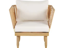 Beliani 4-Istuttava Ulkosohvaryhma Akasiapuu Vasenk. Valkoinen Cremona Online