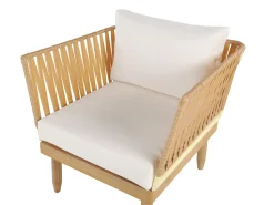 Beliani 4-Istuttava Ulkosohvaryhma Akasiapuu Vasenk. Valkoinen Cremona Online