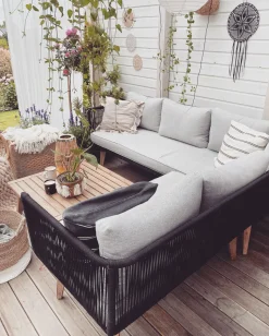 Beliani 5-Istuttava Ulkosohvaryhma Akaasia Musta Alcamo Hot