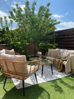 Beliani 4-Istuttava Ulkosohvaryhma Polyrottinki Luonnonvari Corinth Ii Store