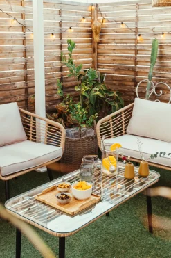 Beliani 4-Istuttava Ulkosohvaryhma Polyrottinki Luonnonvari Corinth Ii Store