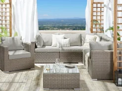 Beliani 6-Istuttava Ulkosohvaryhma Polyrottinki Oikeak. Ruskeanharmaa Contare Flash Sale