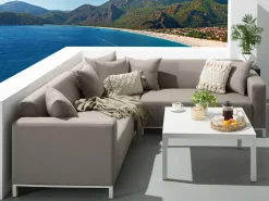 Beliani 5-Istuttava Ulkosohvaryhma Kangas Vasenk. Ruskeanharmaa Belize Cheap