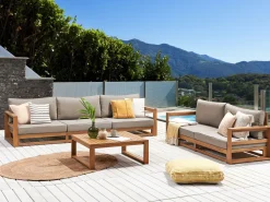 Beliani 5-Istuttava Ulkosohvaryhma Akaasia Vaalea Puu Timor Ii Store