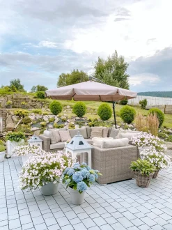 Beliani 6-Istuttava Ulkosohvaryhma Polyrottinki Vasenk. Ruskeanharmaa Contare New