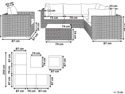 Beliani 6-Istuttava Ulkosohvaryhma Polyrottinki Vasenk. Ruskeanharmaa Contare New
