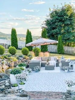 Beliani 6-Istuttava Ulkosohvaryhma Polyrottinki Vasenk. Ruskeanharmaa Contare New