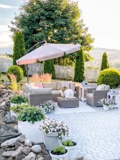 Beliani 6-Istuttava Ulkosohvaryhma Polyrottinki Vasenk. Ruskeanharmaa Contare New