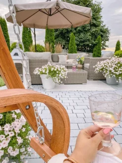 Beliani 6-Istuttava Ulkosohvaryhma Polyrottinki Vasenk. Ruskeanharmaa Contare New