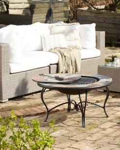 Beliani 6-Istuttava Ulkosohvaryhma Polyrottinki Vasenk. Ruskeanharmaa Contare New