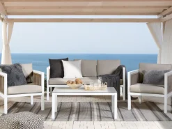 Beliani 5-Istuttava Ulkosohvaryhma Alumiini Valkoinen/Ruskea Borello Cheap