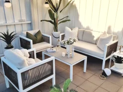 Beliani 5-Istuttava Ulkosohvaryhma Alumiini Valkoinen/Ruskea Borello Cheap