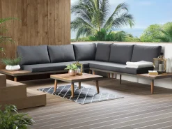 Beliani 5-Istuttava Ulkosohvaryhma Akasiapuu Harmaa Corato Fashion