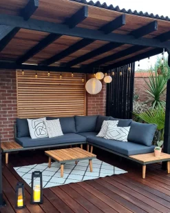 Beliani 5-Istuttava Ulkosohvaryhma Akasiapuu Harmaa Corato Fashion