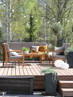 Beliani 7-Istuttava Ulkosohvaryhma Sertifioitu Akaasia Vaalea Puu Pataja Discount