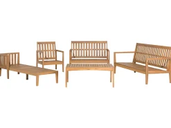 Beliani 7-Istuttava Ulkosohvaryhma Sertifioitu Akaasia Vaalea Puu Pataja Discount