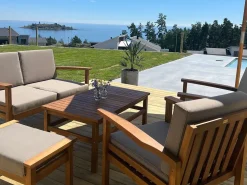 Beliani 4-Istuttava Ulkosohvaryhma Akaasia Vaalea Puu Manila Fashion